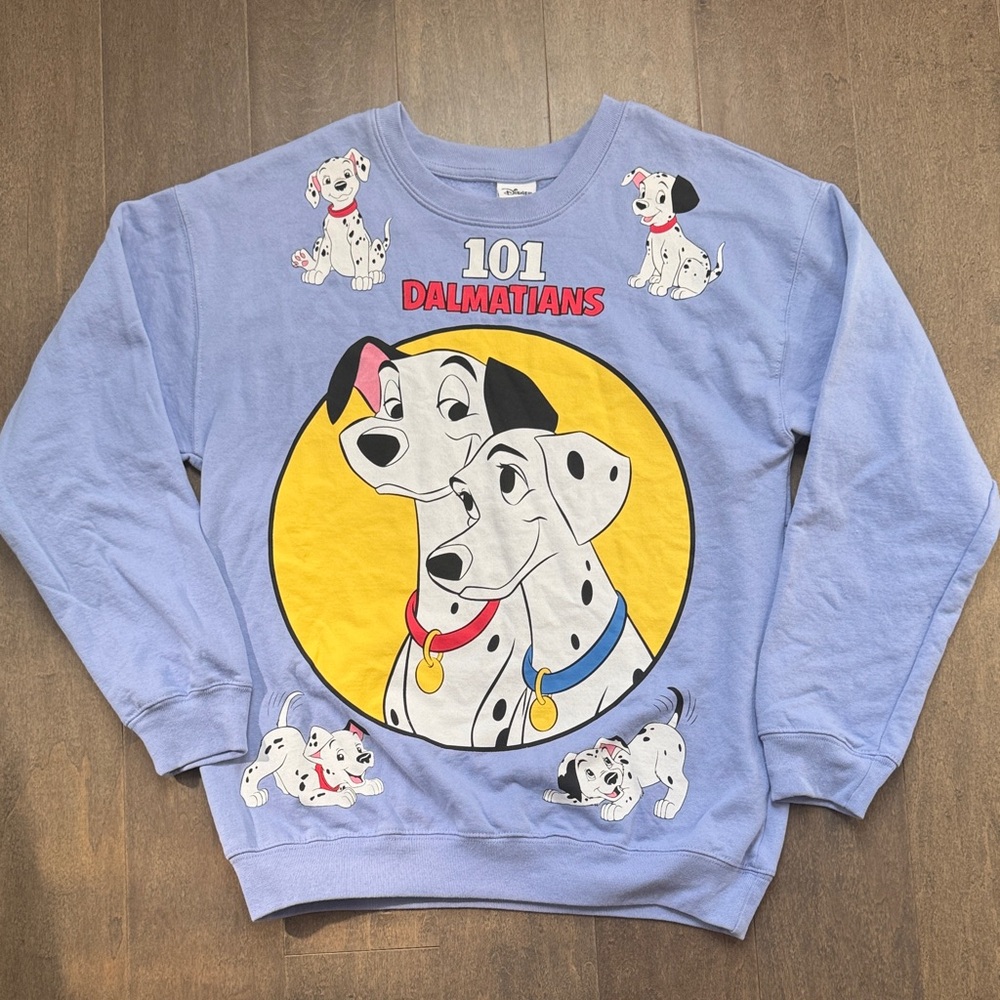 Disney 101 Dalmatians Women’s XS Periwinkle Graphic Crewneck Sweatshirt
